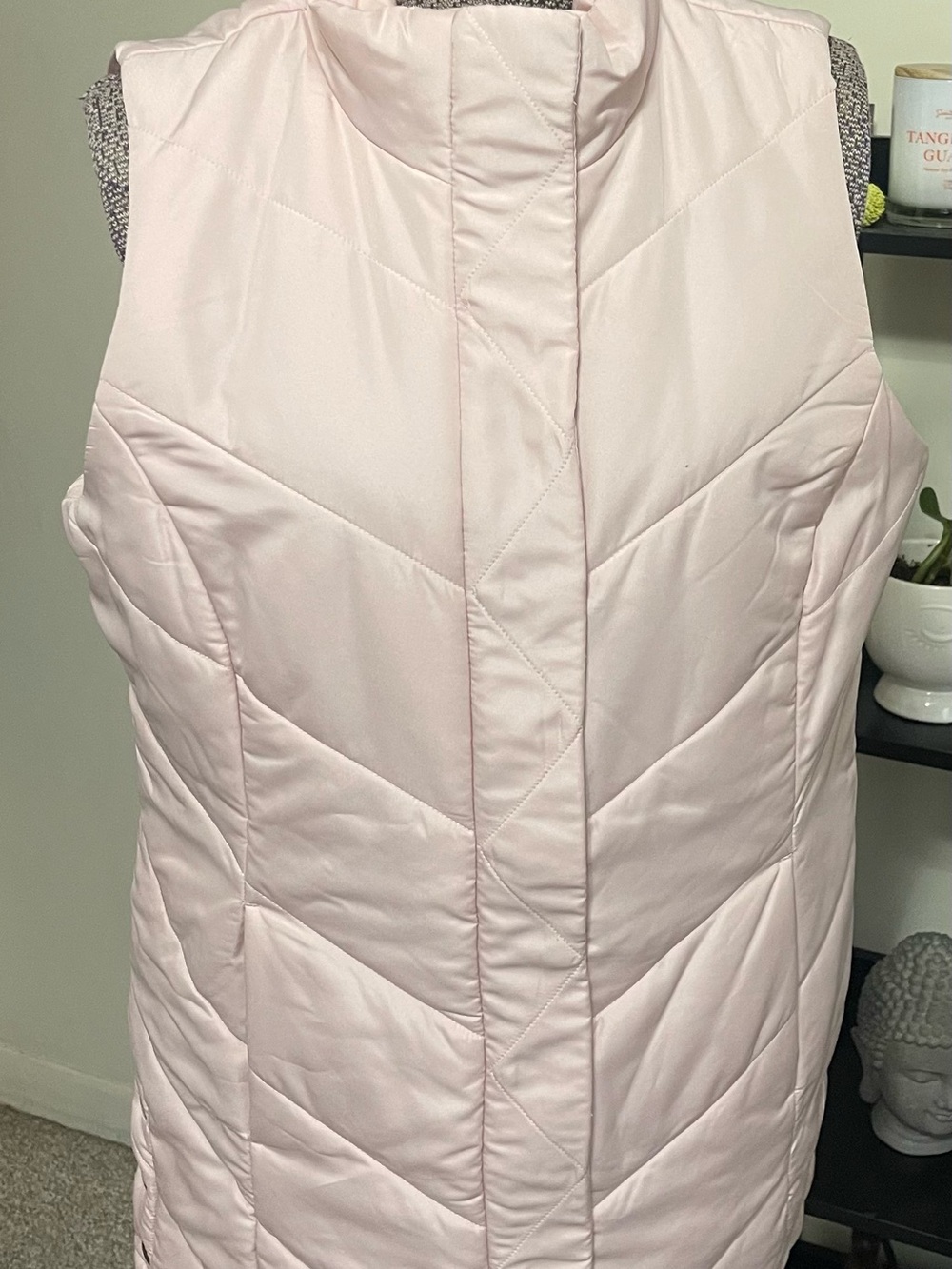 Christopher & Banks Light Pink Quilted Puffer Vest Long
